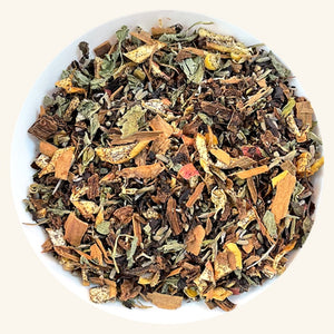 Dusk as loose leaf on a white plate